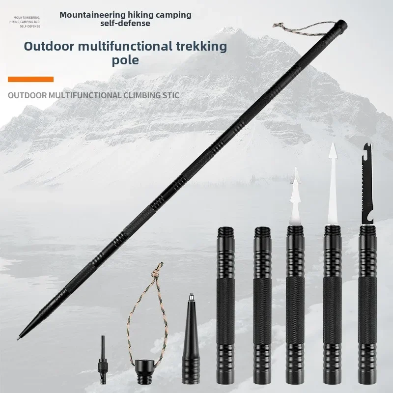 Multi-set Functional Mountaineering Pole Aluminum Alloy Field Stick Douyin Live Climbing Self-Defense Equipment