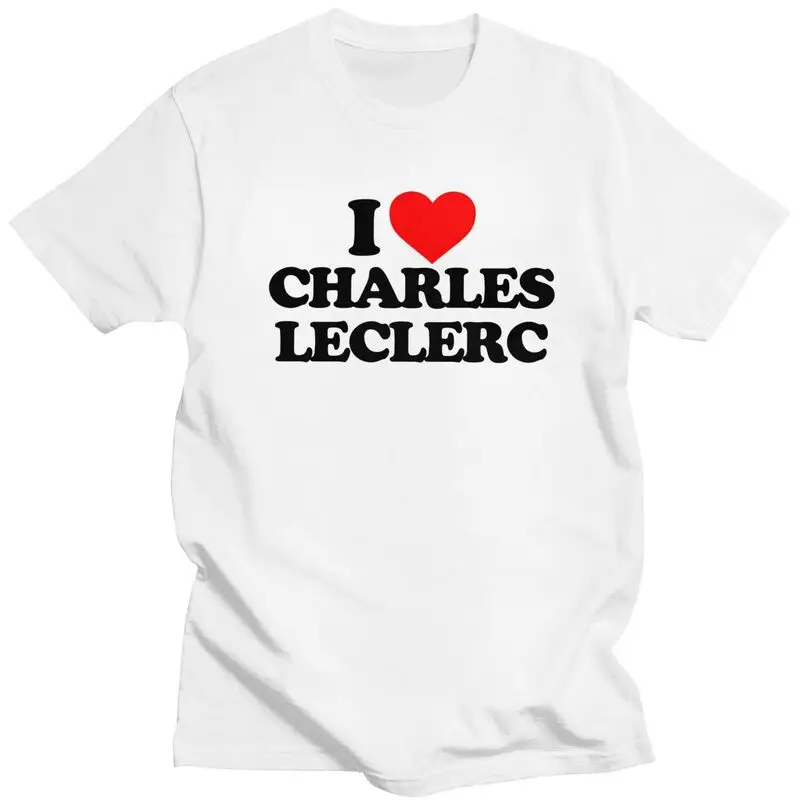 Custom I Love Charles Leclerc Tshirt for Men Short Sleeve Casual T Shirt Fashion T-shirt Fitted Soft Cotton Tee Tops Gift