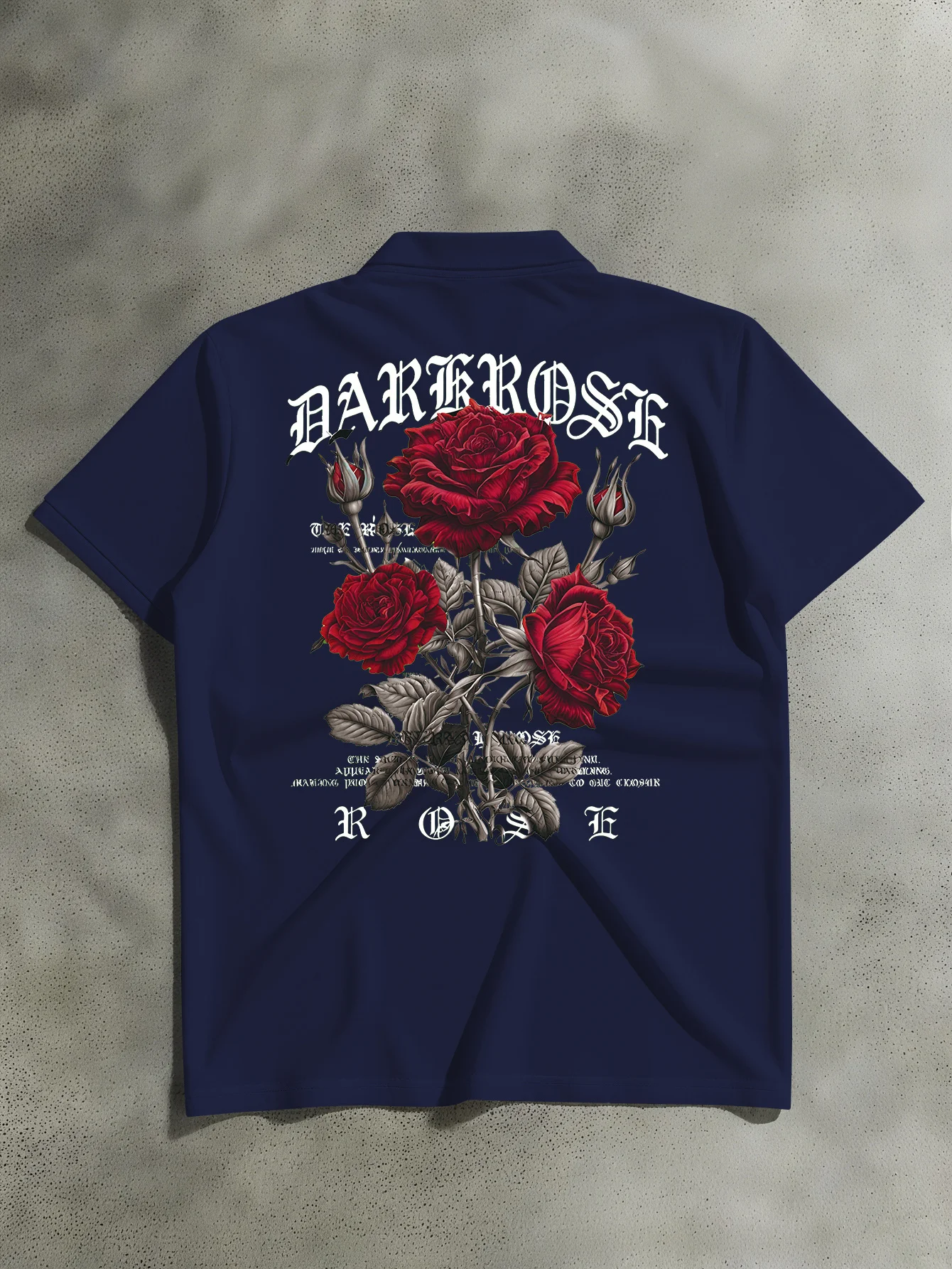 New unisex short sleeved polo shirt with American dark style and red rose pattern printed polo shirt
