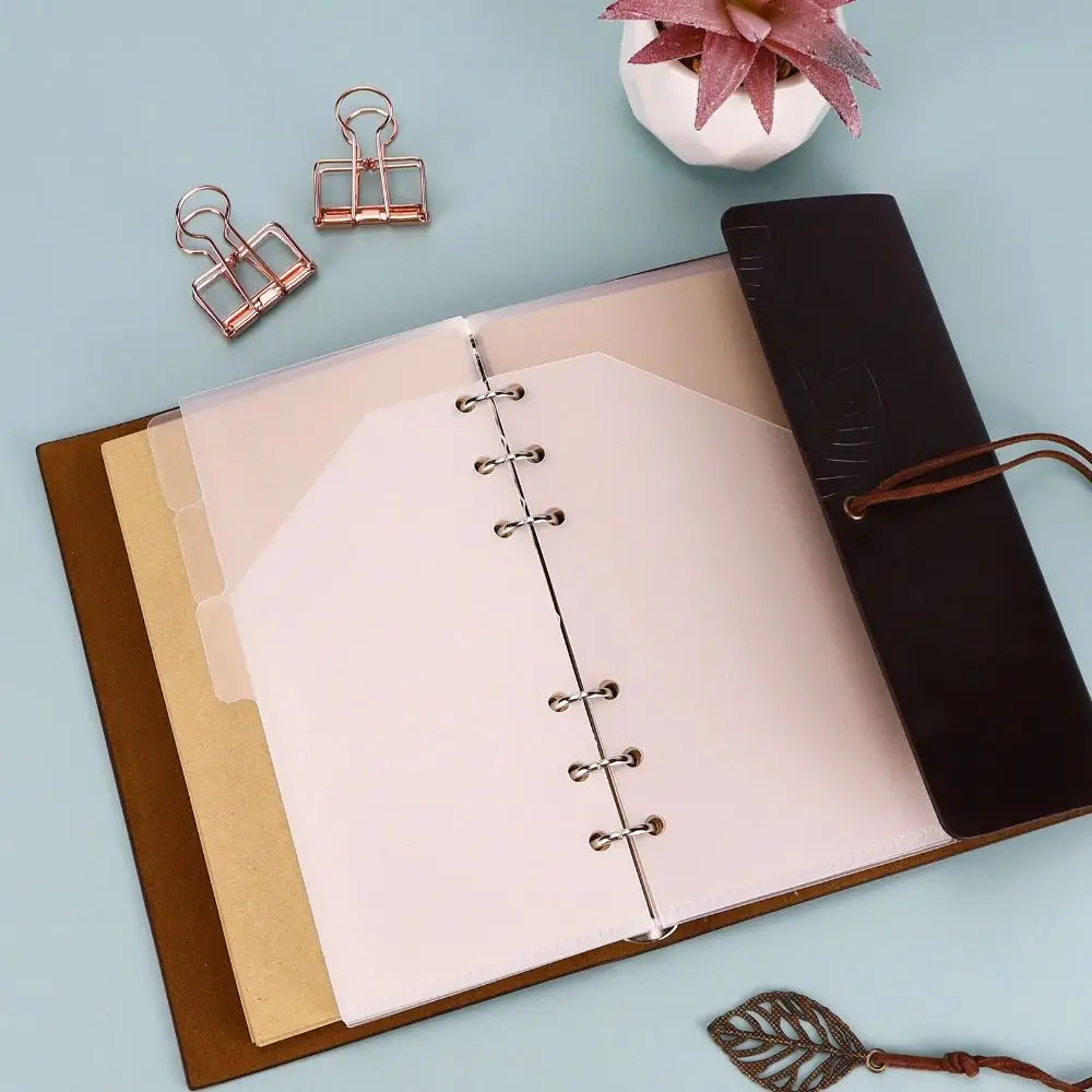 5pcs A6/A7 Binder Folders Inner Page 6 Hole PP Idol Photo Card Holder Budget Sheet Album Shell Loose Leaf Inside Paper