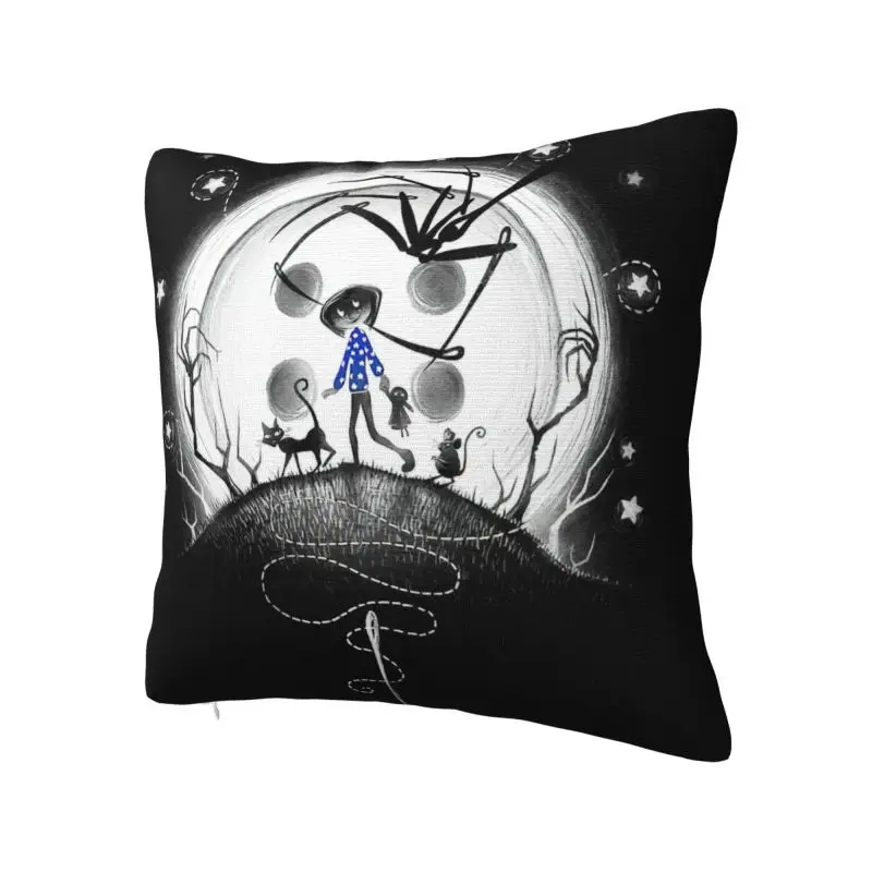 Nordic Style Coraline Cushion Cover Soft Halloween Horror Movie Throw Pillow for Sofa Car Square Pillowcase Bedroom Decoration