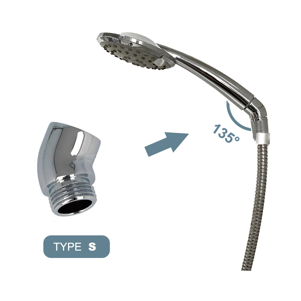 G1/2 Shower Elbow Adapter Bathroom Shower Head Arm Connector Female Male Rainfall Handheld Shower Accessory Angle 90° 135°