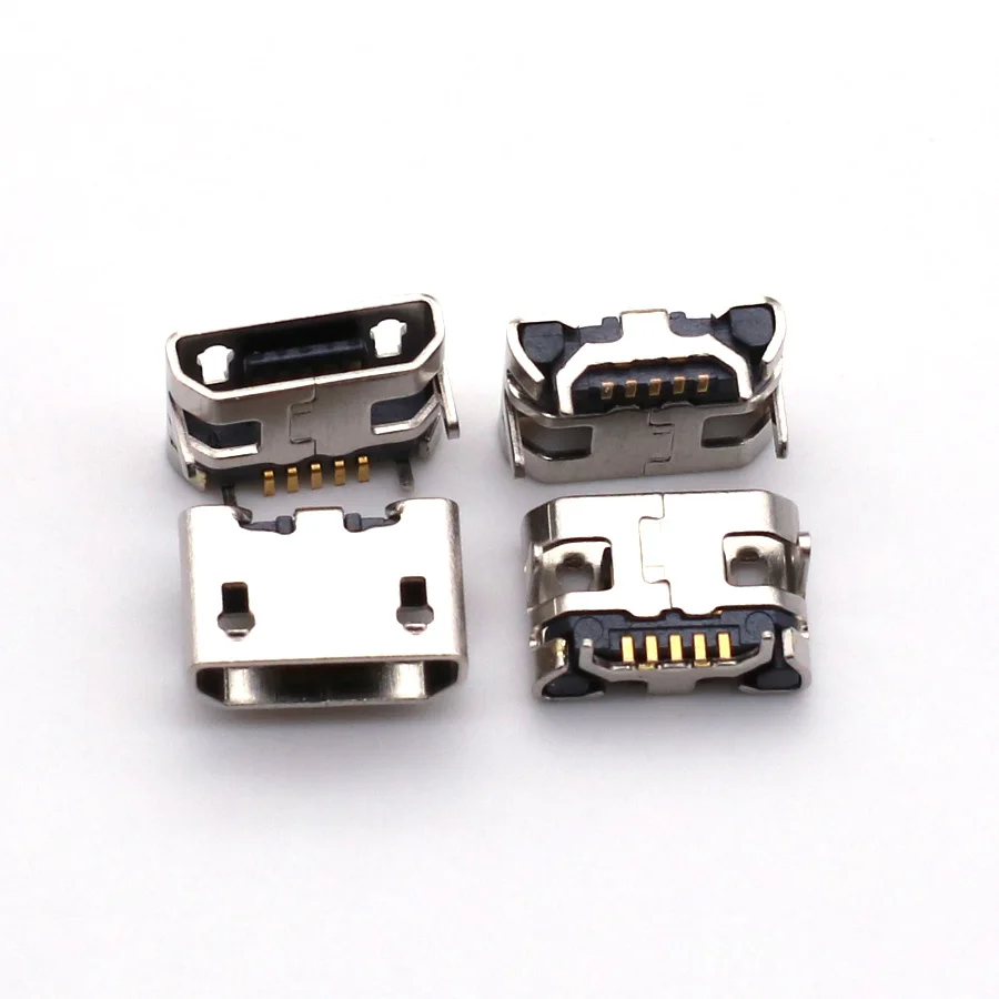 100pcs Micro USB 5pin no side Ox horn female usb socket Flat mouth four legs socket mini usb connector