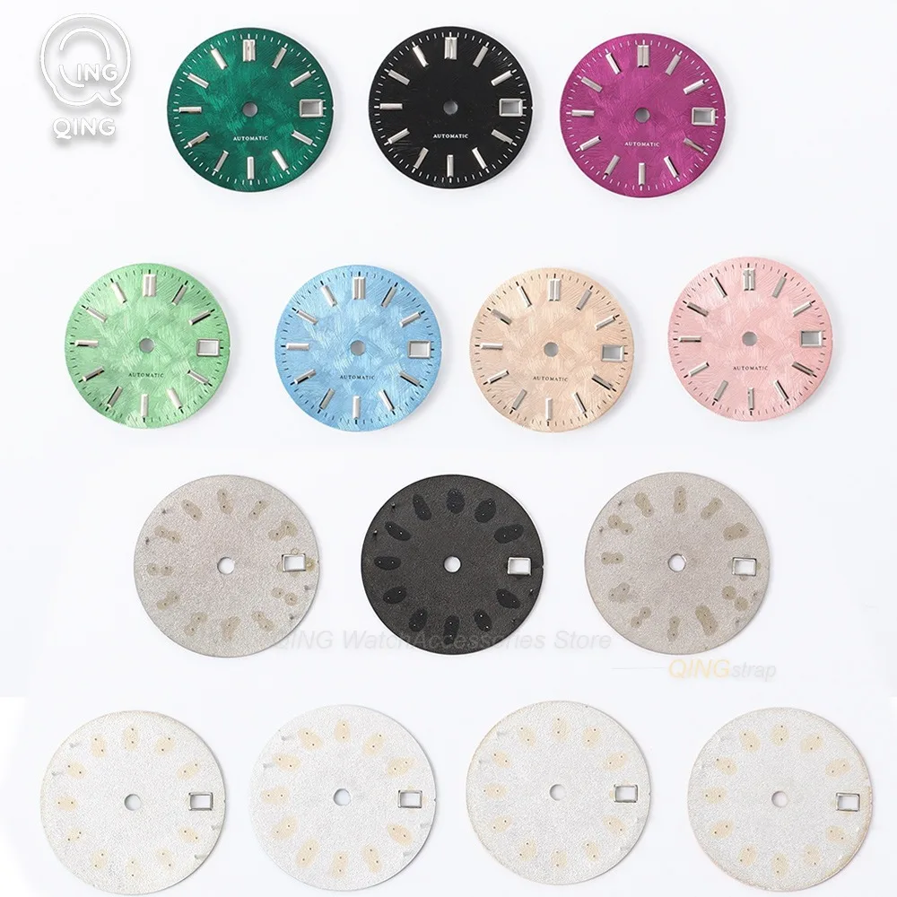 Silver Scale Watch Face Accessories 28.5mm Birch Grain Watch Dial DIY Modified Mechanical Watch Dial for NH35 Automatic Movement