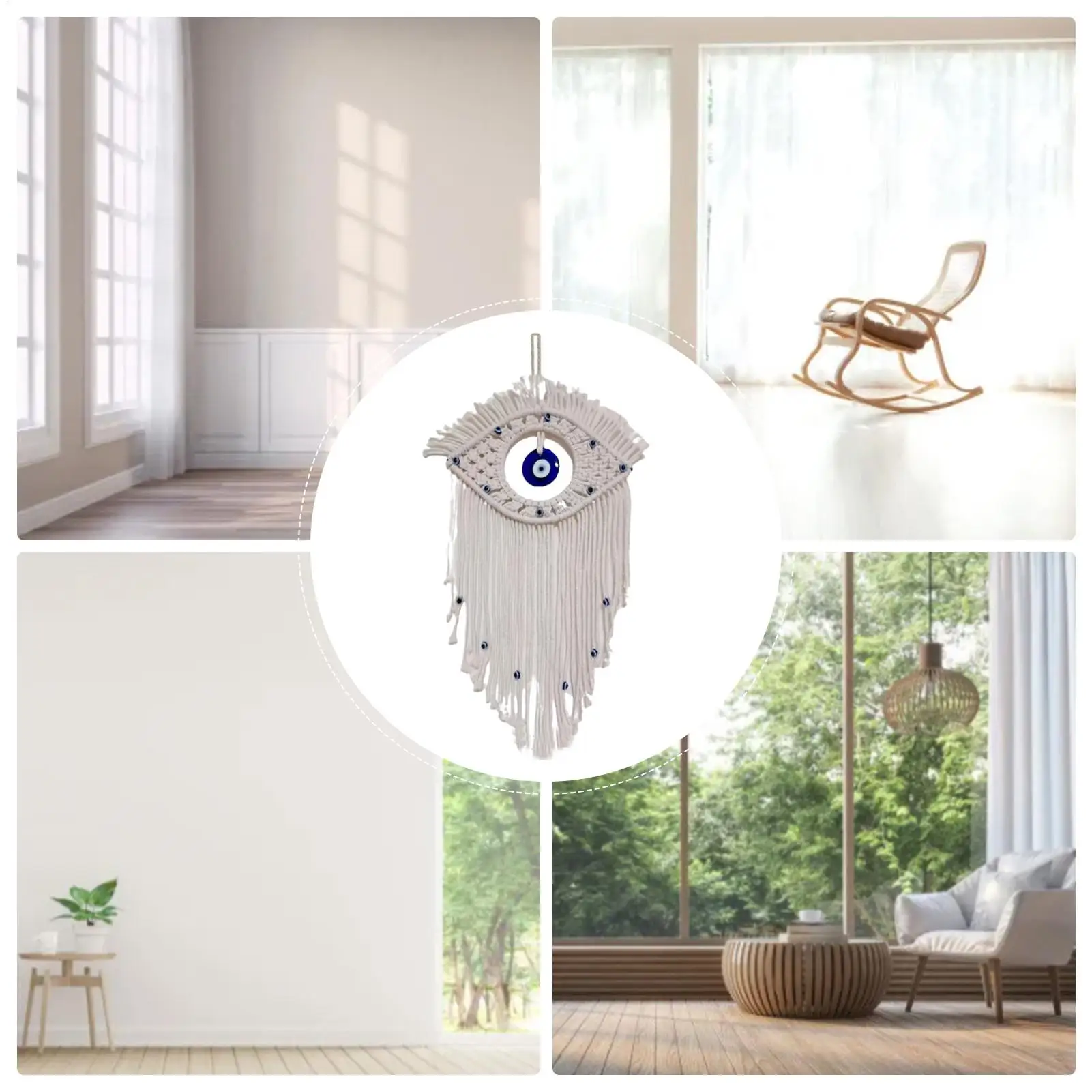 Boho Dream Catcher Wall Decor Handmade Dream Catcher Macrame Woven Evil Eye Dreamcatcher Wall Hangable Dream Catcher Home Decor