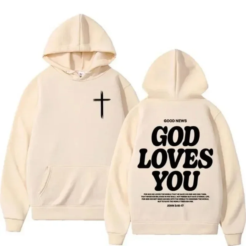 Aesthetics Christian Jesus Church Hoodies Bible Verses God Loves You Hoodies Plus Size Men\'s and Women\'s Y2K Sweatshirts