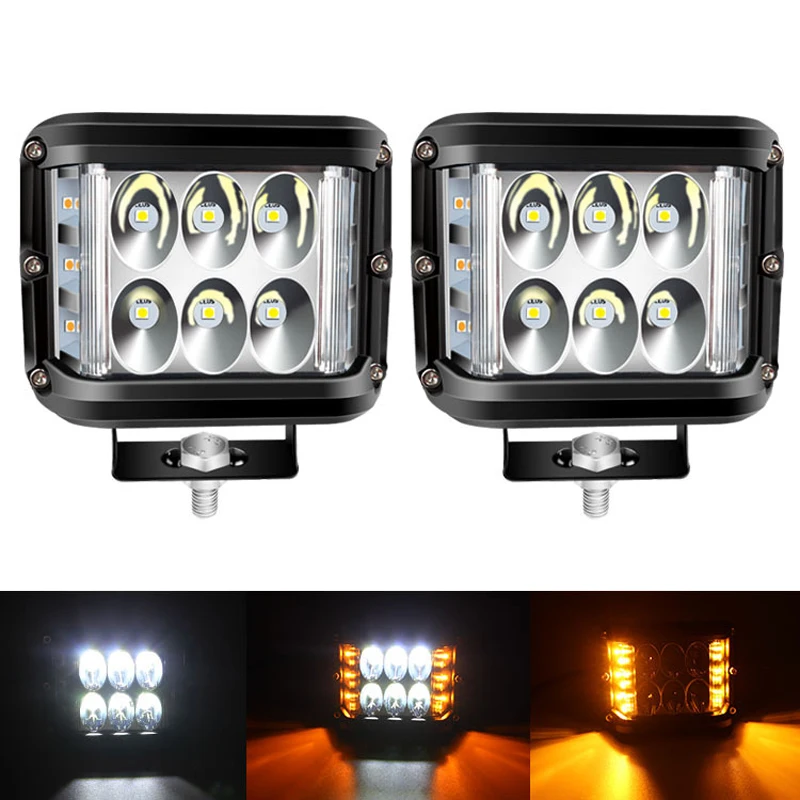 Car LED Three Side Illuminated Work Lights 45W Daytime Running Light Flashing Lamp for Off-road Vehicle Modification