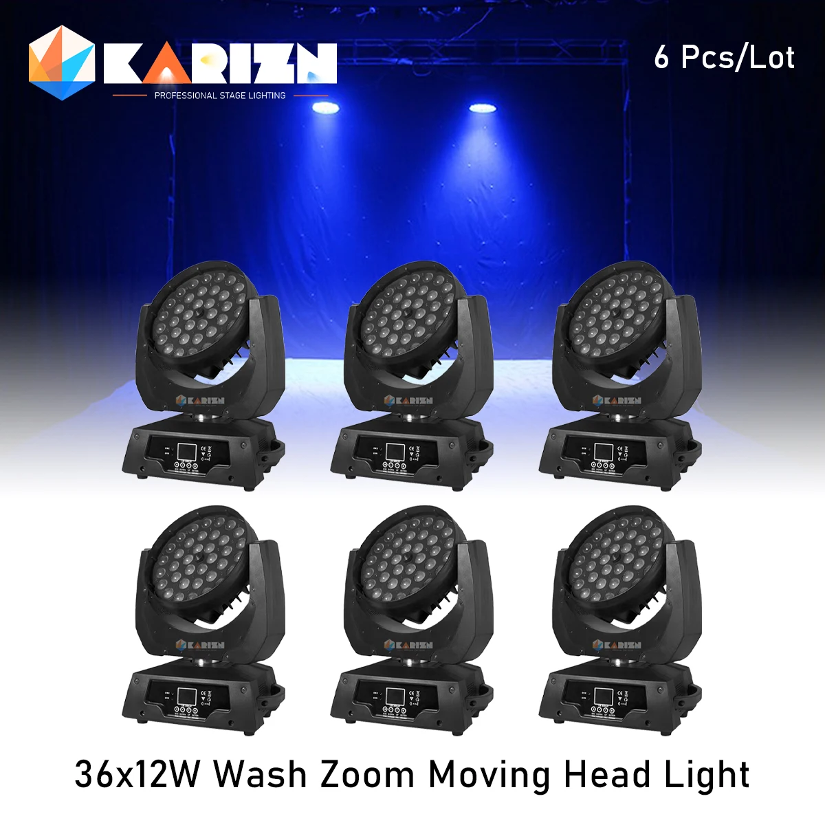 

0 Tax 6Pcs LED Wash Zoom Moving Head Light 36x12W RGBW 4In1 36x18w Rgbwauv 6in1 Touch Screen DMX512 Disco Party Stage Lighting