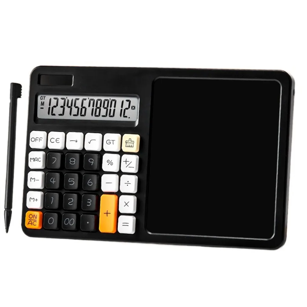 Large LCD Display Calculator with Writing Board Portable Solar Powered 12 Digit Solar Calculator Large Button with Stylus
