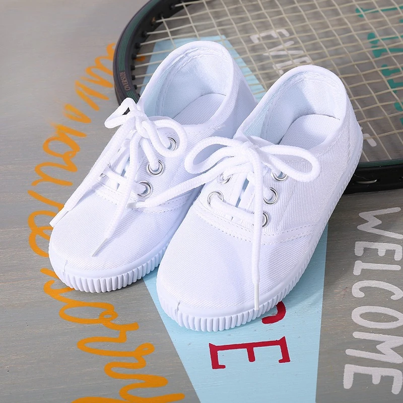 New Spring Autumn Parent-Child Plus-Size Canvas White Shoes Kids Non-Slip School Sneakers Boy Girl Campus Sports Shoes Children