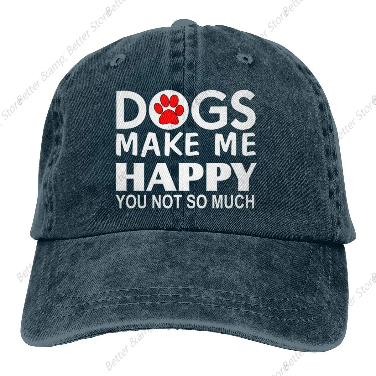 

Denim Cap Dogs Make Me Happy You Not So Much Baseball Dad Cap Adjustable Classic Sports for Men Women Hat, Navy, One Size