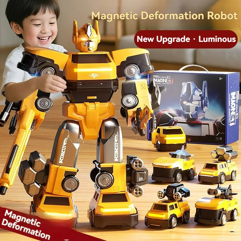 

Magnetic Transform Engineering Car Assembled Toys for Toddler Magnetic Blocks for Kids Activities Toy Transforming Robot Car Toy