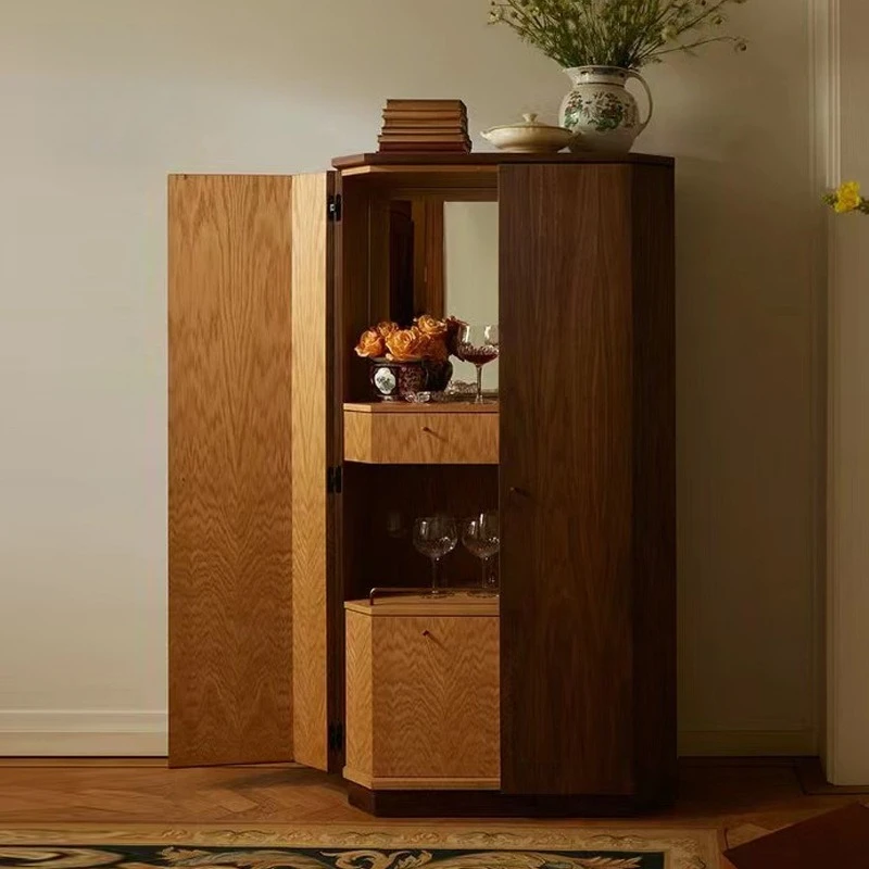 

Modern simple solid wood corner cabinet, bucket cabinet, wine cabinet, model room, hotel villa, clubhouse decoration