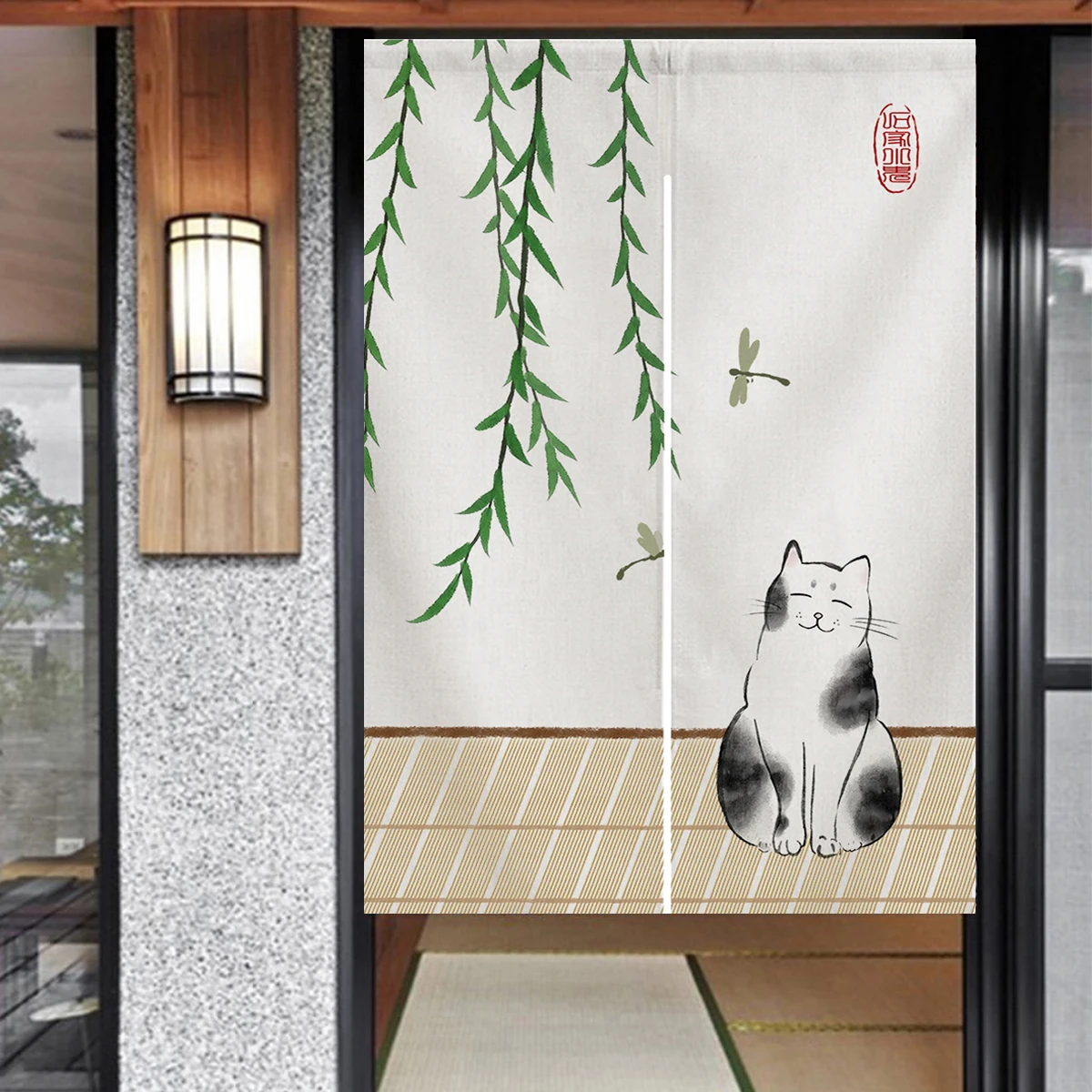 

Japanese Noren Willow Cat Door Curtain Room Poster Decoration for Bathroom Partition Kitchen Decoration Hanging Curtains