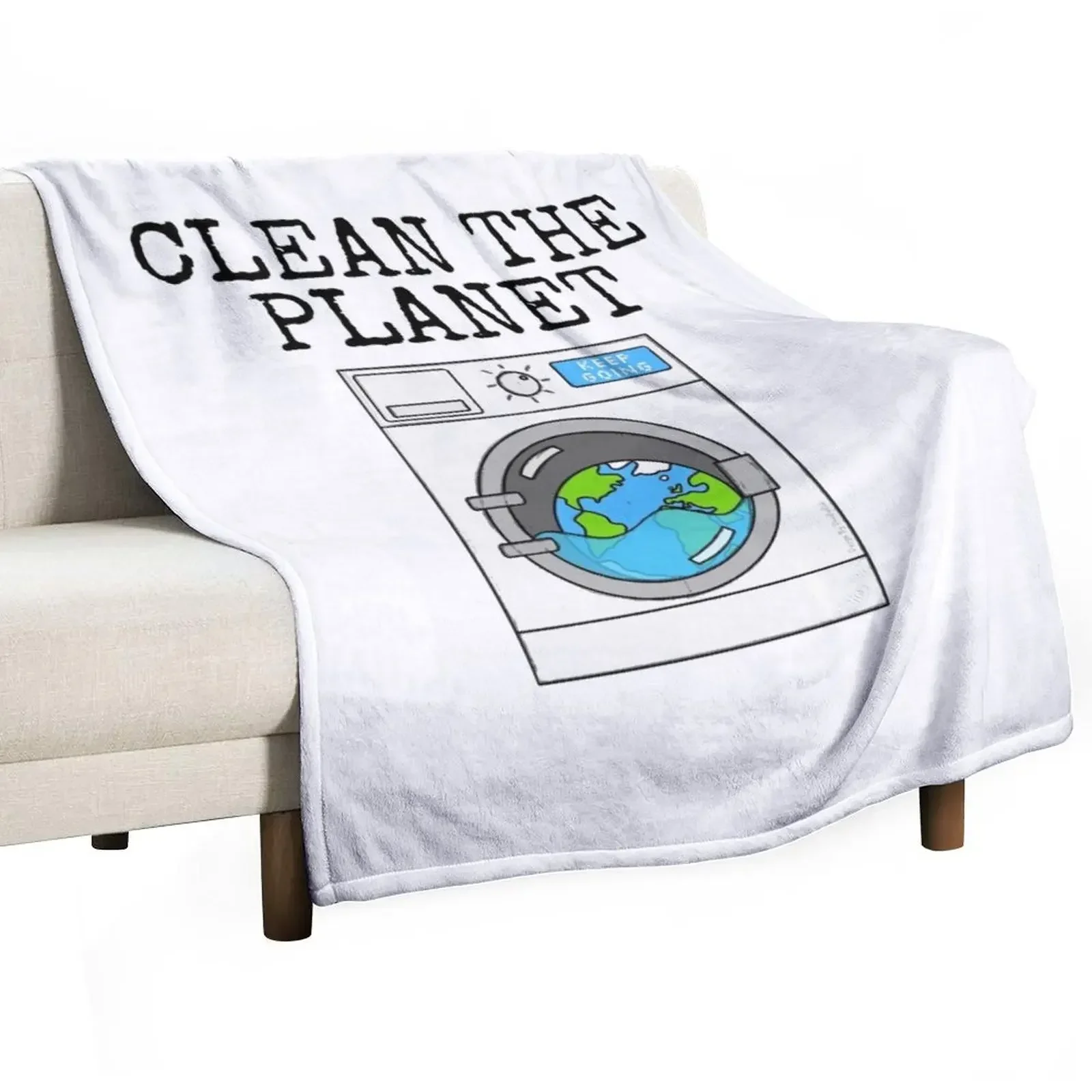 Clean The Planet, Washing Machine Earth Day Funny Throw Blanket Hair sofa bed Blankets For Bed Summer Beddings Loose Blankets