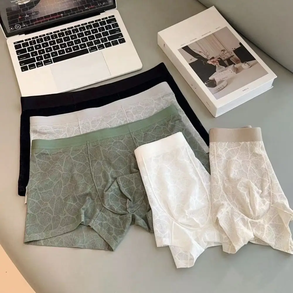 

Simple Underpants Men Boxer Briefs Mesh Thin Quick Dry Lace Shorts Boxers Summer Breathable Underwear for Men Daily