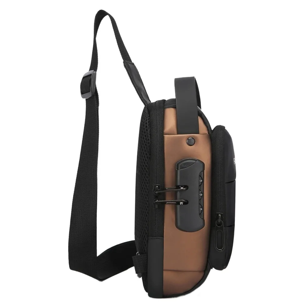 

Anti-theft Men's Chest Bag USB Charging Port Large Capacity Password Sling Bag Waterproof Multi-storey Shoulder Crossbody Bag