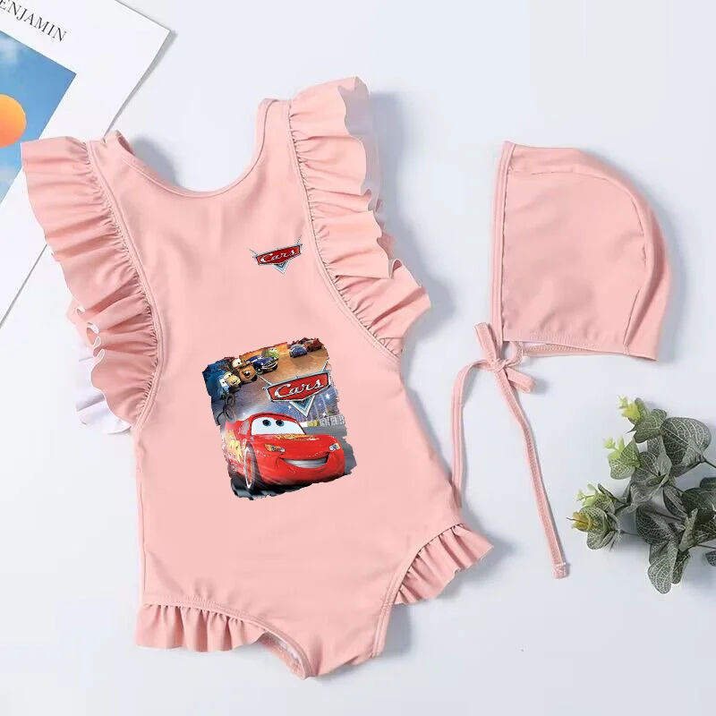 Pixar Cars Lightning McQueen letnie stroje kąpielowe kostium plażowy dla dzieci noszą jednoczęściowy strój kąpielowy bikini sukienki bez rękawów dziewczyna