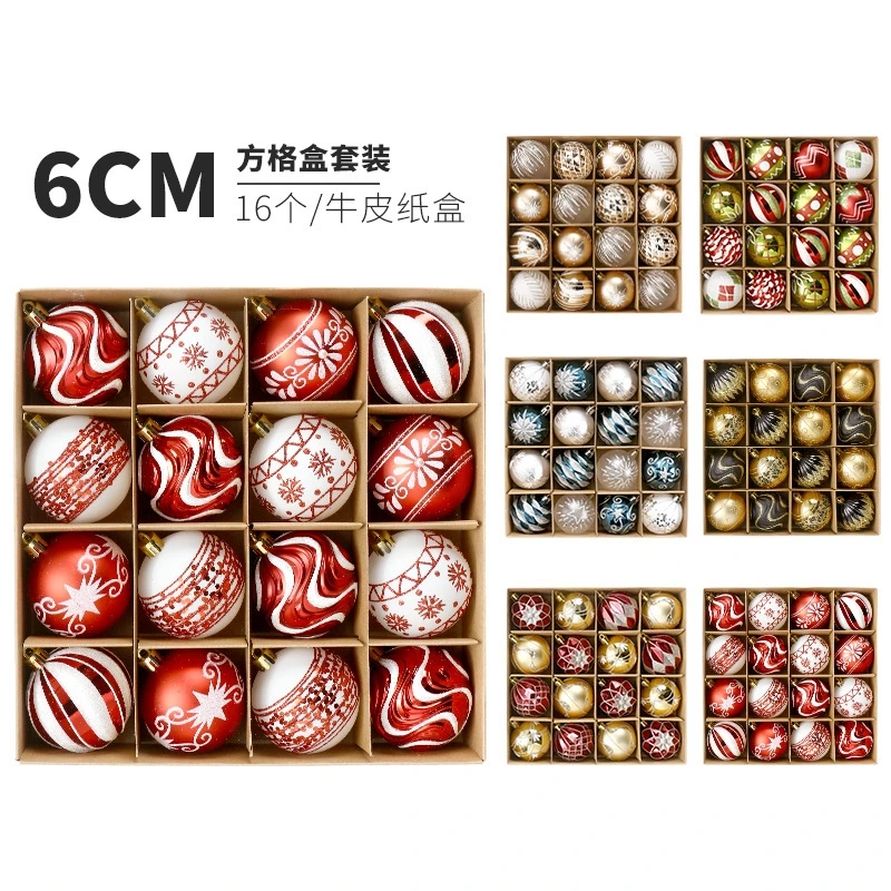 

Christmas Ball Decorations Ins European Style 16 Painted Christmas Ball Set Halloween Christmas Tree Plastic Pendant Set New