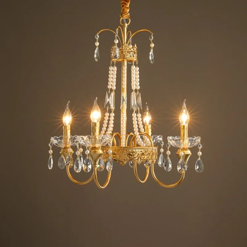 

GHJUYIOL French style dressing room chandelier princess room bedroom creative crystal light luxury restaurant lighting decoratio