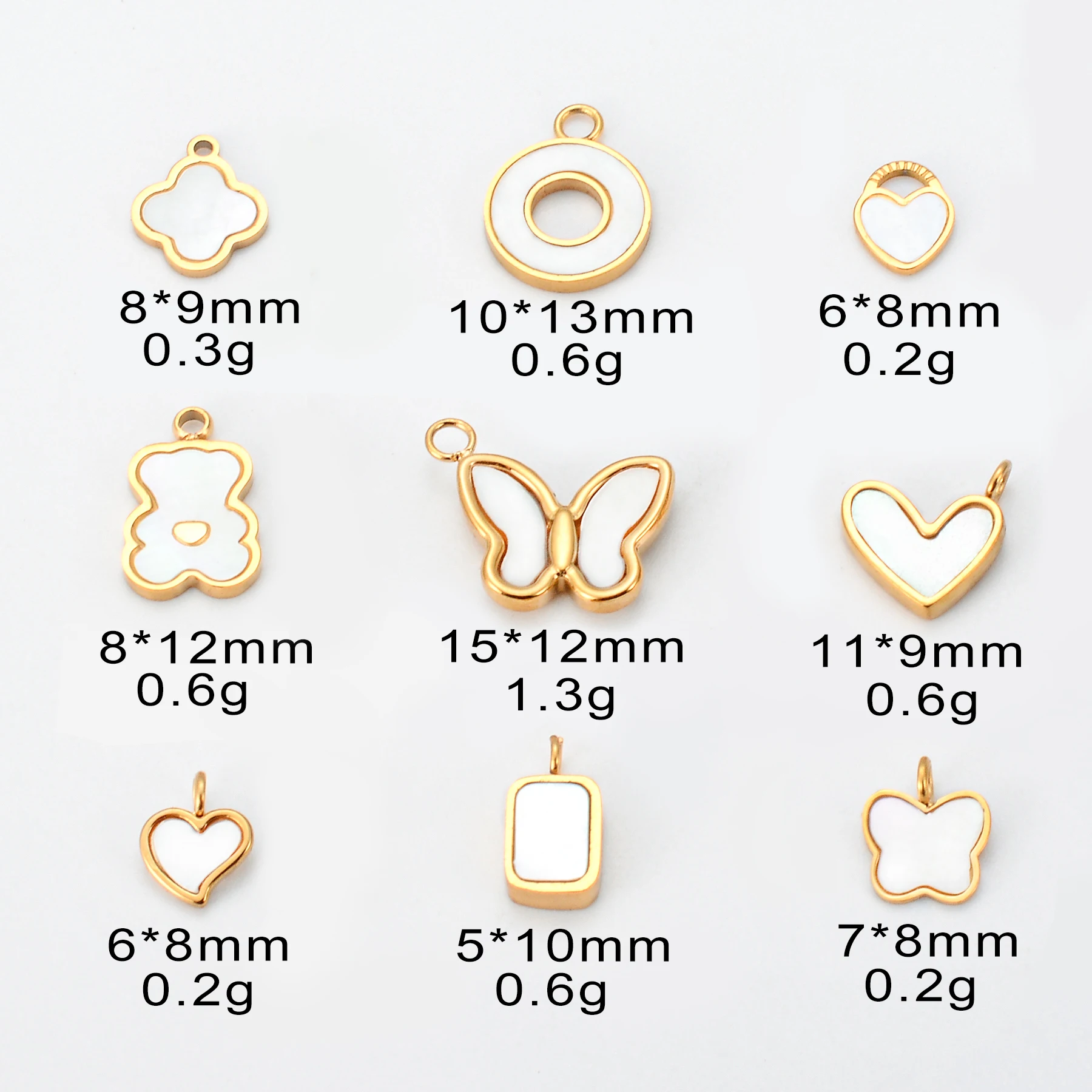 8pcs Small Size Exquisite Charms Imitation Pearl Shell Accessories Golden Stainless Steel for Making Handmade Crafts Waterproof