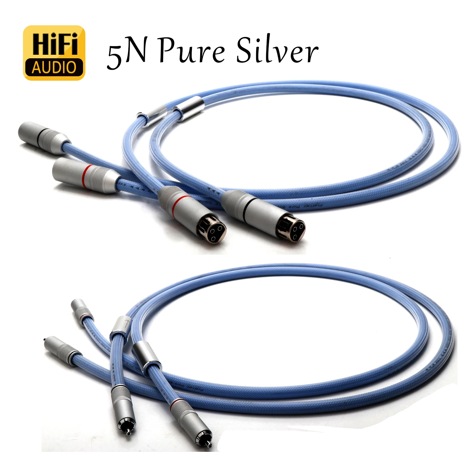 

Pair Sterling Silver RCA Cable 5N Pure Silver Xlr Balanced Wire for Microphone Amplifier Audiophile Wire