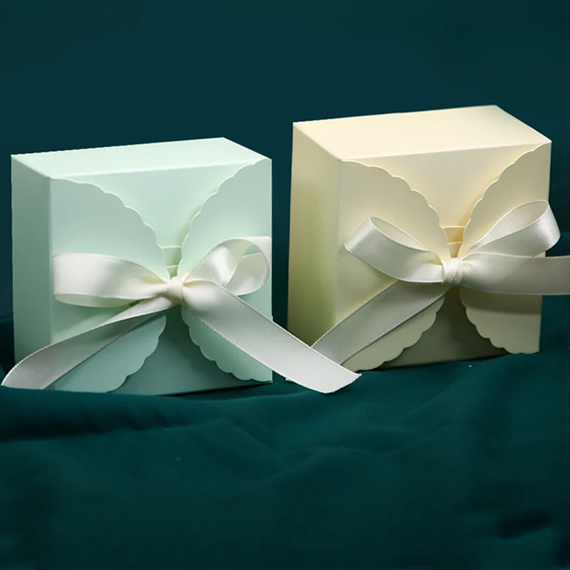 5pcs Gift Box With Ribbon Bow Pink Kraft Paper Wedding Candy Boxes Birthday Party Gifts  Packaging Christmas Decoration For Home view 5