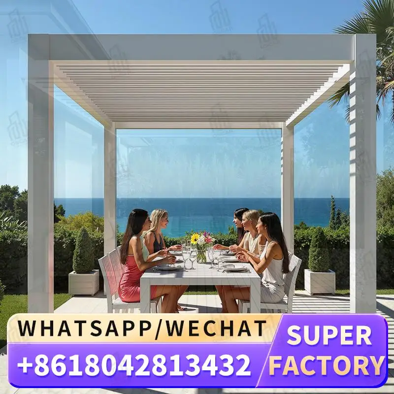 

Modern Outdoor Aluminium Waterproof Louvered Roof Pergola for Garden Patio Backyard pergola