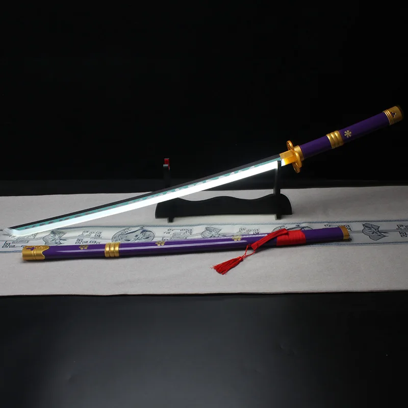 Roronoa Zoro Katana 104cm/41in Luminous Sword Cosplay Props Halloween Gift Enma Purple Wooden Toy Swords