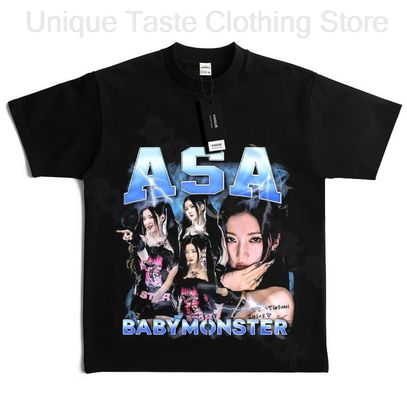 Babymonster asa t camisa kpop moda ahyeon chiqua impressão