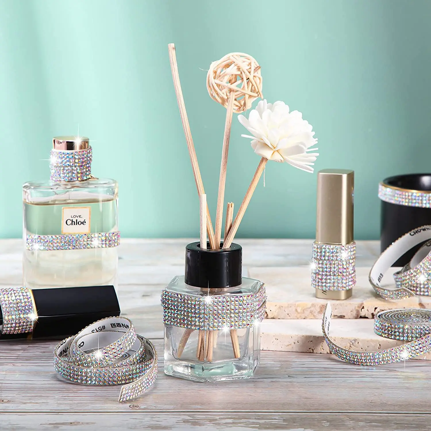 Self Adhesive Crystal Rhinestone Sticker Bling Diamond Ribbon DIY Rhinestones Arts Crafts Car Phone Decor Apparel Accessories