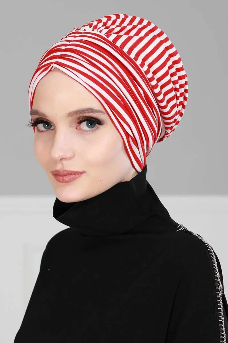 Os plissé peigné rayé rouge