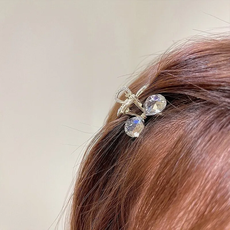 Crystal Small Bow Hairpin Cute Side Clip Hair Clip Simple Temperament Hair Grips Women Head Wear Summer Hair Accessories