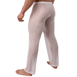 CLEVER-MENMODE Sexy Men Transparent Long Pants Fishnet Ultra-thin Mesh Pajamas Trousers Pajamas Pants Sleep Bottoms