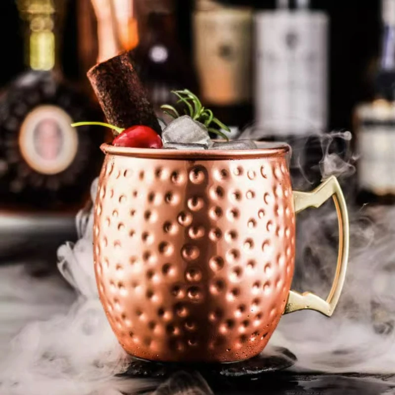 1Pc 550ml Moscow Mule Copper Mug Metal Mugs Cup Stainless Steel Beer Wine Mug Coffee Cups Drinkware Bar Accessories