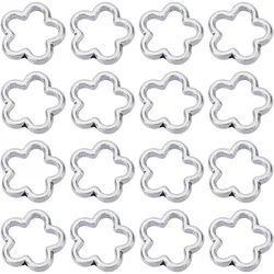 1 Box 100PCS 15mm Silver Flower Bead Frames Spacer Beads Metal Alloy Double Hole Hollow Petal Blossom Connector Link Frame Beads