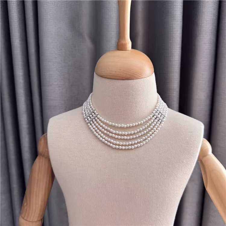 Natural Freshwater Pearl Necklace  Multi-layer Clavicle Simple Necklace