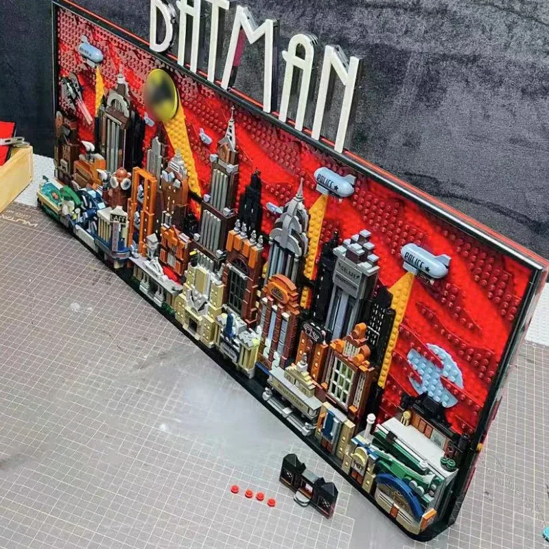 Gotham City Skyline importer nights Model, Moc 76271 Display Assembly Brick Toys for Boy Gift, Animated Series with Light