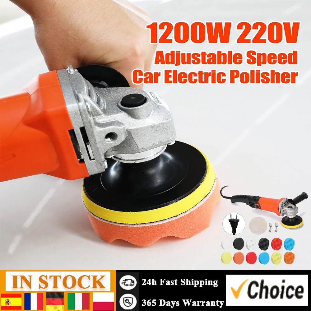 1200W 220V Adjustable Speed Car Electric Polisher Waxing Machine Automobile Furniture Polishing Tool