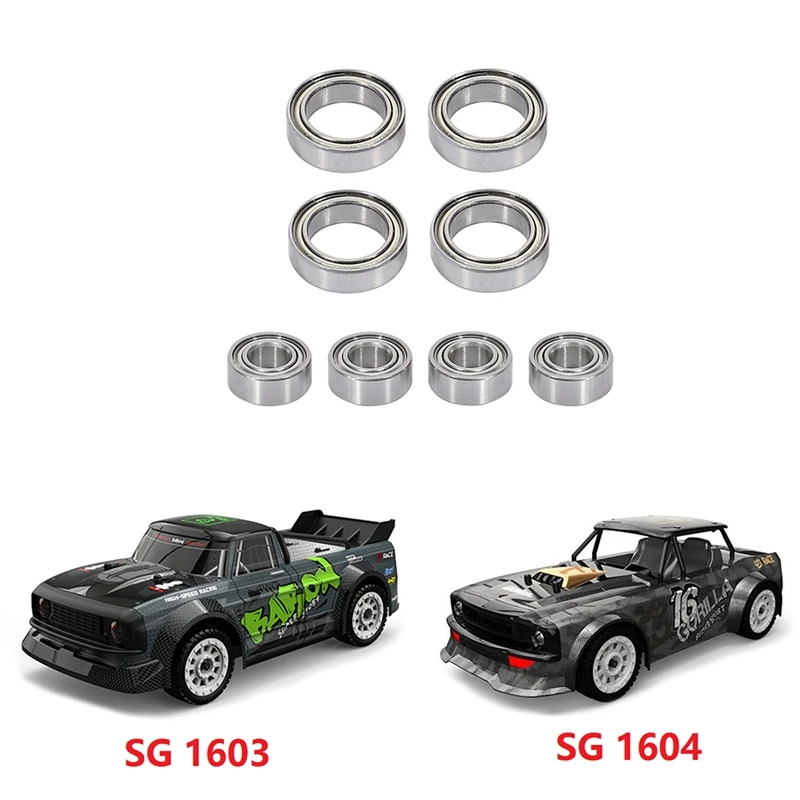 Jeu de roulements à billes pour voiture RC, pièces de rechange, accessoires, SG1603, SG1604, Xenon 1603, UDIRC, UD1601, UD1602, UD1603, UD1604, 1/16, 8 pièces