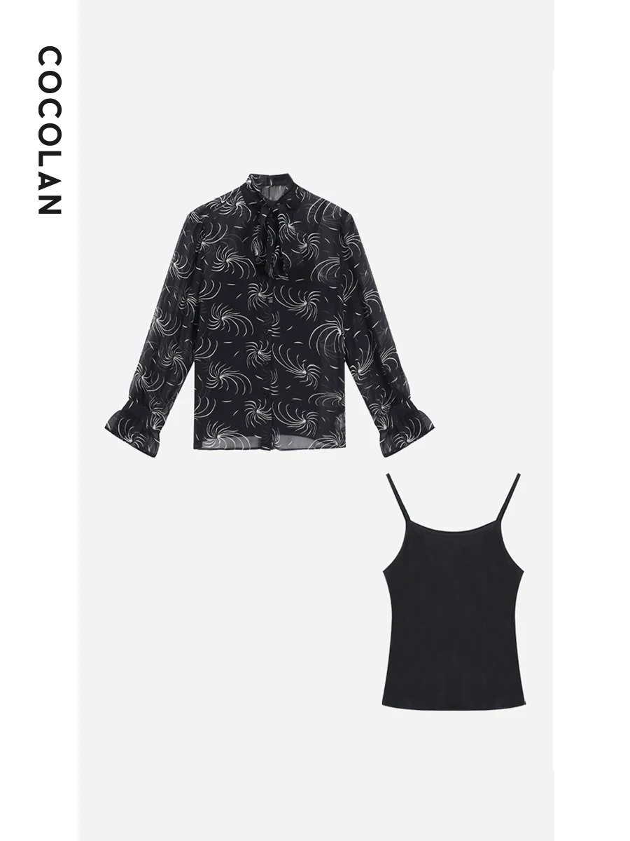 

Luminous Silk Long Sleeve Women's Shirt Night Weave Floral Print Loose Fit Breathable Thin Spring V Neck Button Closure