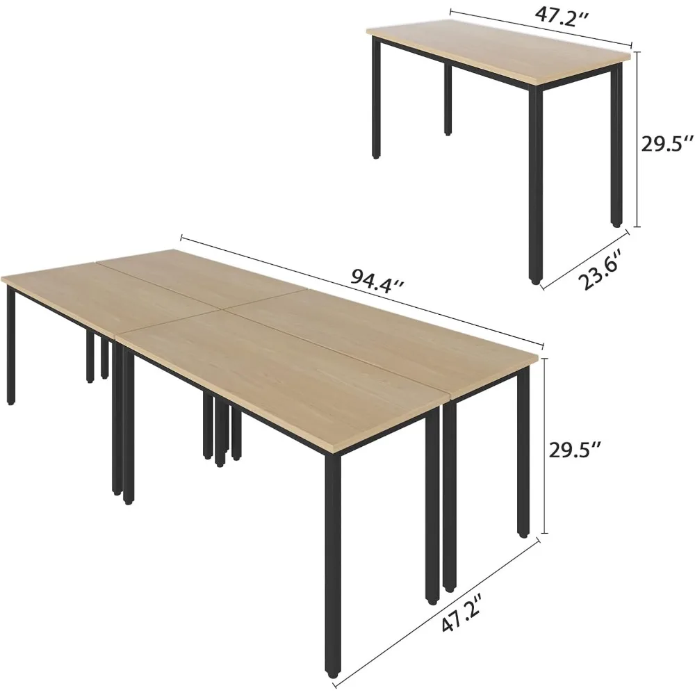 4PCS Conference Tables 8FT Computer Desk Study Writing Podcast Table for Meeting Room Conference Room for 10 People, 94.4