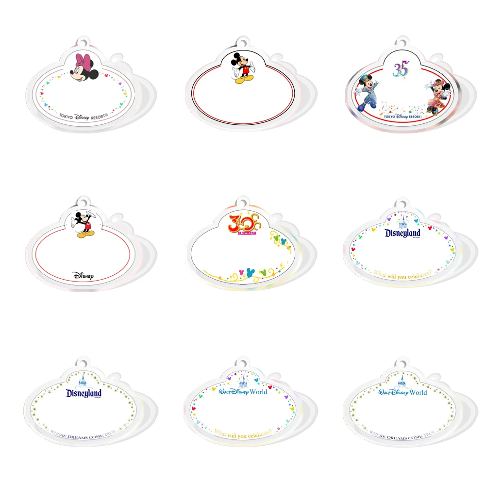 Disney Tag Mickey With Hole Flat Resin Planar Clear Acrylic Glitter Acrylic For DIY Phone Case Hair Bow 10 Pieces/lot