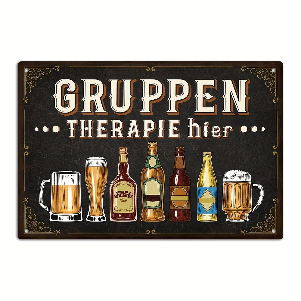 German Vintage Metal Sign, Good Are Like Therapists You Can Also With!, Wall Art Decor for Home Farmhouse Bar Pub Club, Gift view 5