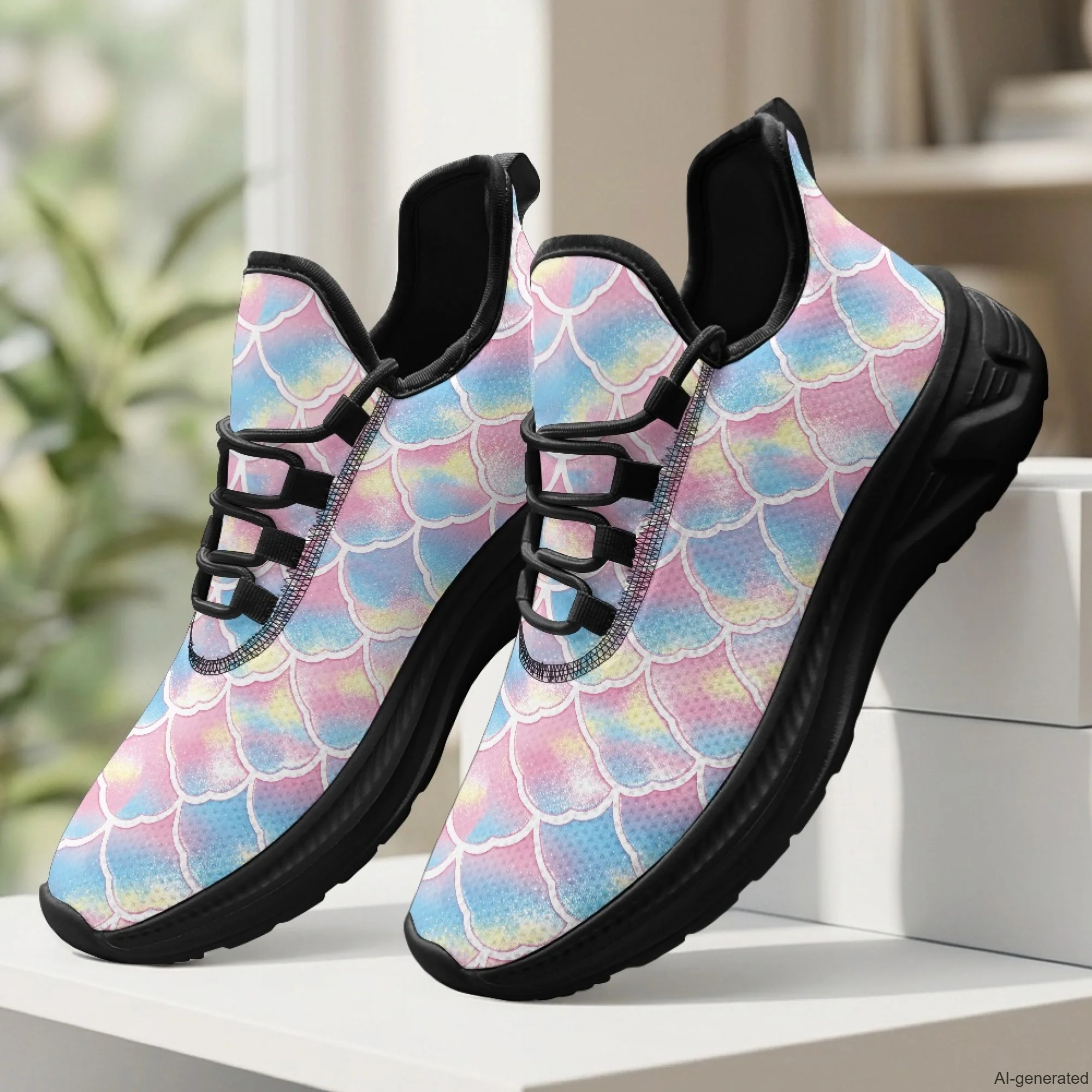 XIXIRIMIDO Womens Walking Shoes Nurse Shoes Nurse Sneakers Fish Scales Print Tenis Masculino De Corrida Barefoot Shoes 35-48