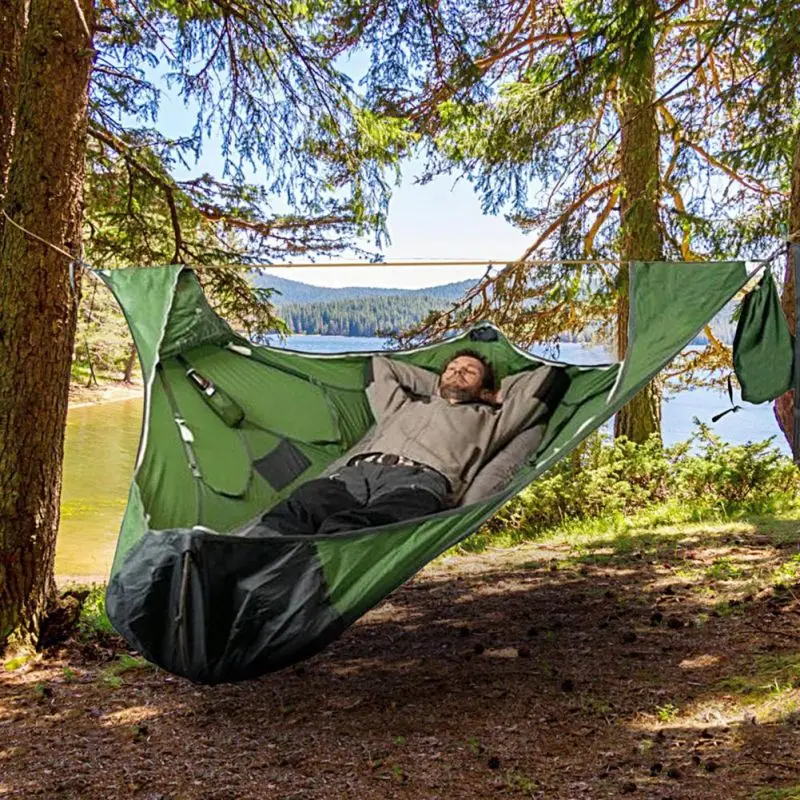 Camping Cots Hammock Hanging Bed Sleeping Bag For Camping Get-Together Multi-Person Hammock With Bed Net Family Camping Hammock