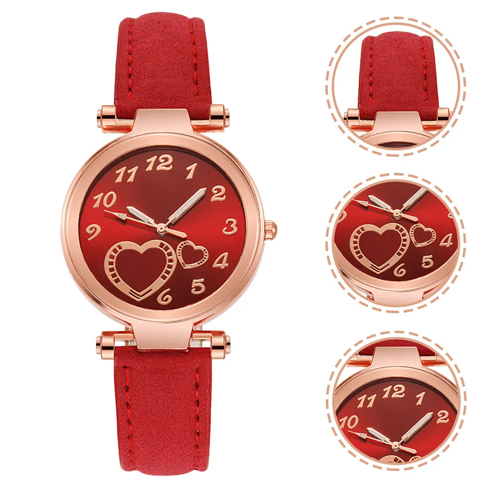 1Pcs Simple Stylish Heart Theme Women Fashion Watch Quartz Movement Clear Dial Comfortable Wear Casual Wrist Watch for