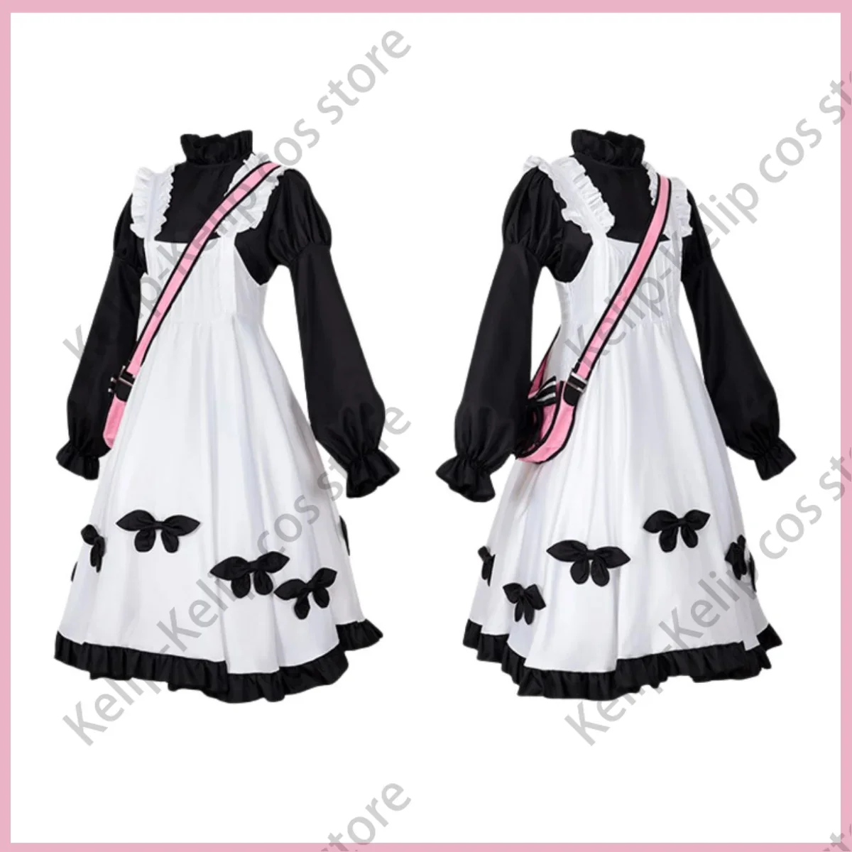 Fato de Cosplay Anime Lolita para Mulher, Identidade Jogo, Fato de Festa Kawaii Adorável, Saia Camisola, Menina Alice, Preto e Branco