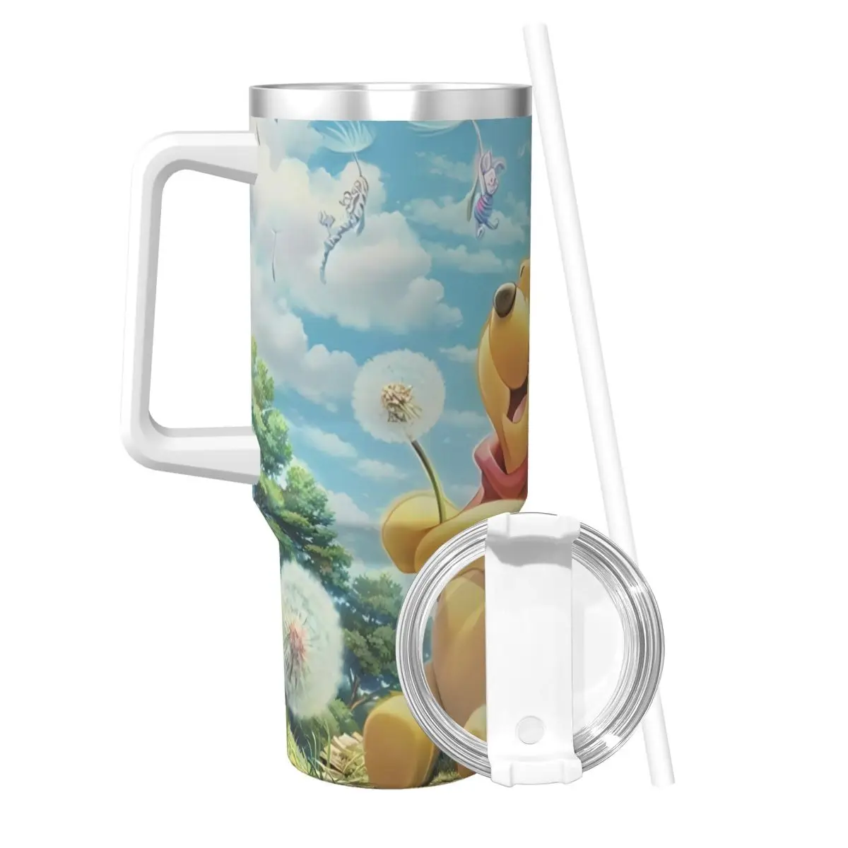 Winnie The Pooh Piglet Tumbler Cold Drink Water Bottle Portable Stainless Steel Coffee Mug Custom Beach Car Mugs