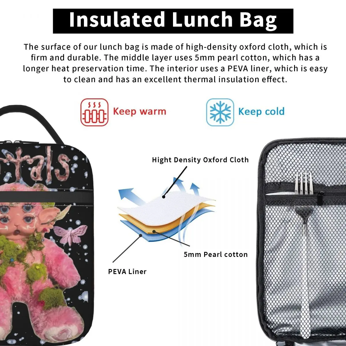 Melanie Martinez Portals Insulated Lunch Bag Leakproof Meal Container Thermal Bag Lunch Box Tote College Travel Food Handbags